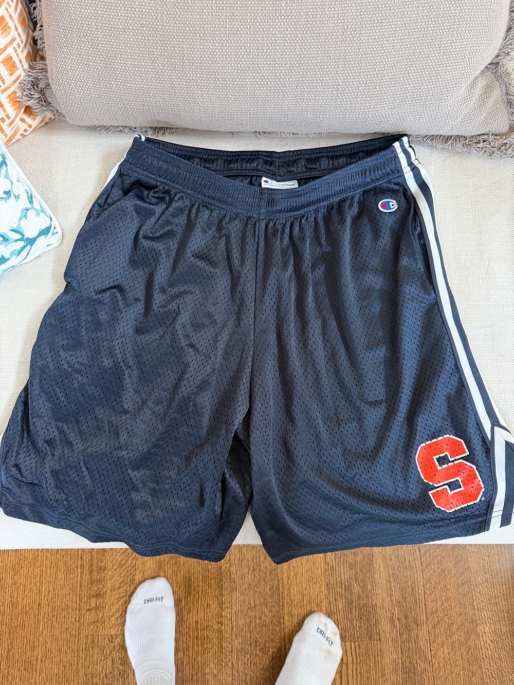 Syracuse Champion Men's Blue Athletic Shorts with Orange 'S' Patch